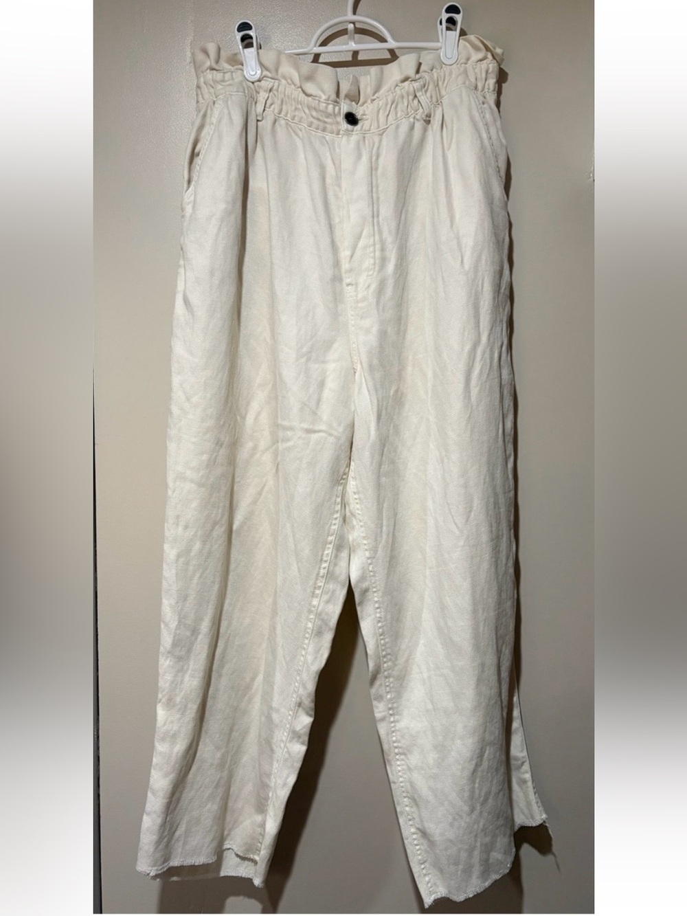 Aerie Linen Cream High-Waist Wide Leg Pants